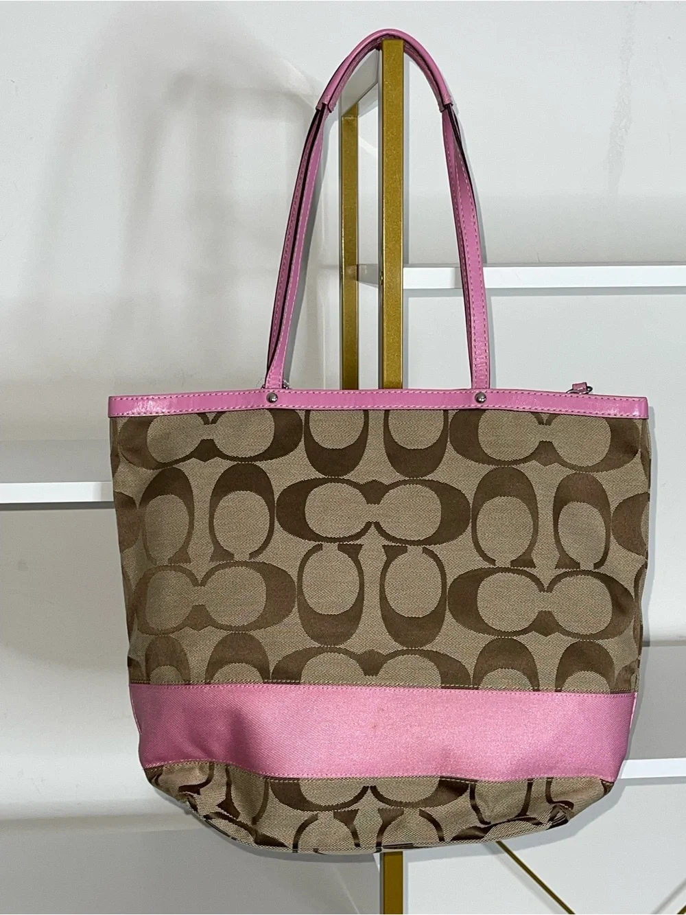 Coach Vintage Pink Signature Tote